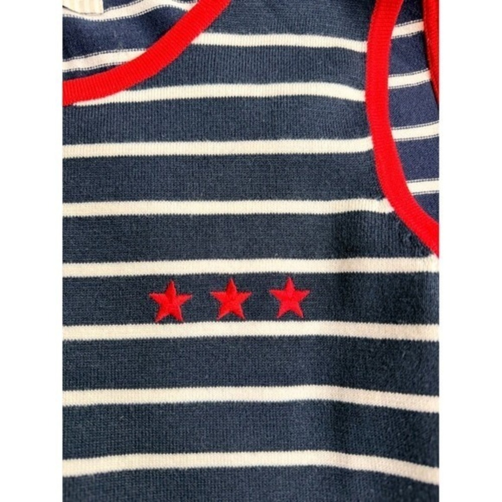 White Stag Tank Top Women XL Blue White Striped Red Stars Nautical Patriotic - Picture 5 of 6